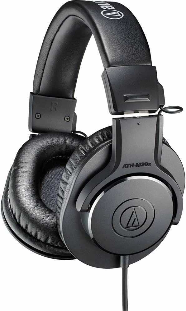 Audio-Technica ATH-M20x Professional Studio Monitor Headphones, Black (AUD ATHM20X) over-ear headphones,closed back headphones,wireless studio cans,