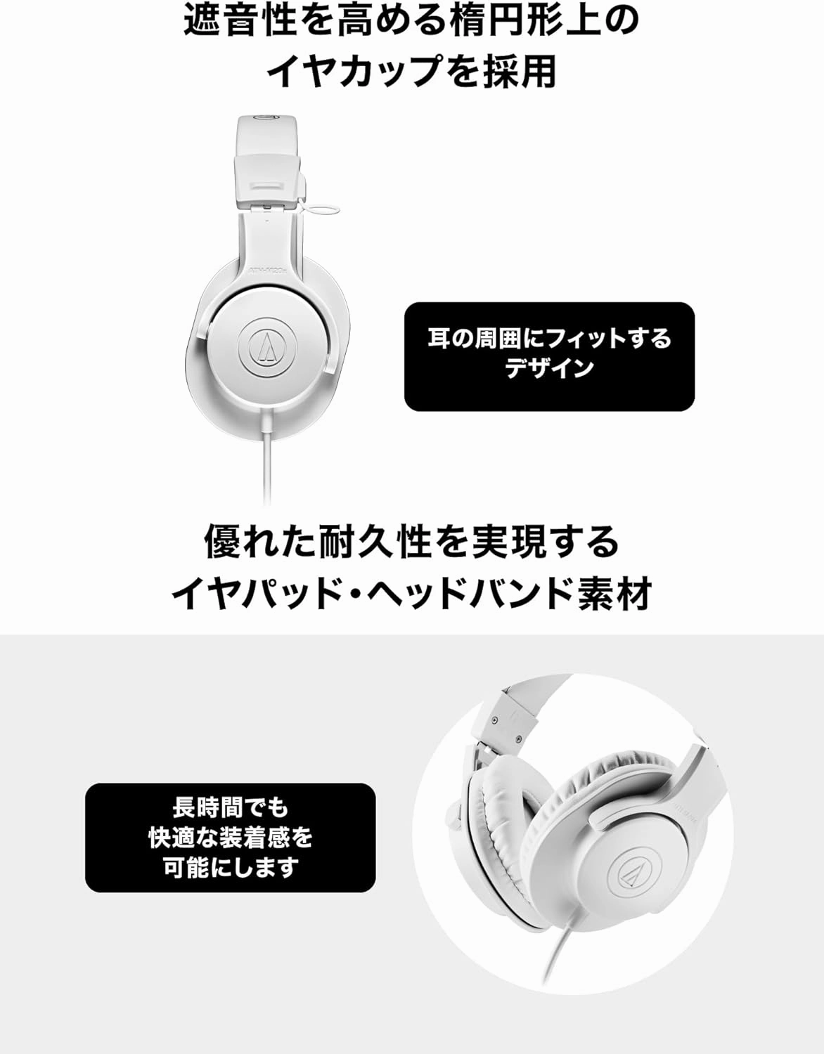 Audio-Technica ATH-M20x Professional Studio Monitor Headphones, White
