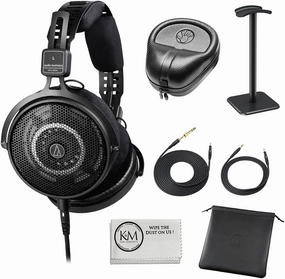Audio-Technica ATH-R50x Open-Back Reference Headphones with Full-Sized Hard Headphone Case   Headphones Stand & Cloth (4 Items) reference headphones,neutral sound headphones,monitor headphones,