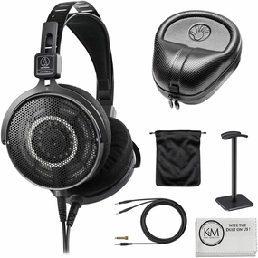 Audio-Technica ATH-R70xa Open-Back Reference Headphones Bundle with Headphones Case   Headphones Stand   Cleaning Cloth (4 Items) reference headphones,neutral sound headphones,monitor headphones,