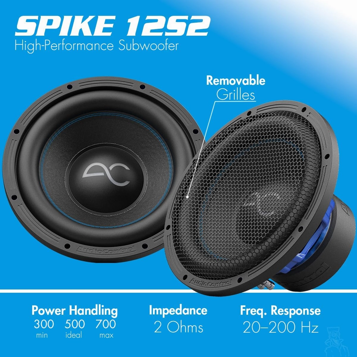 AudioControl Spike Series Car Audio 12" Subwoofer, Premium High-Fidelity, 500 Watt RMS/700 Watt Max, 2 Ohm