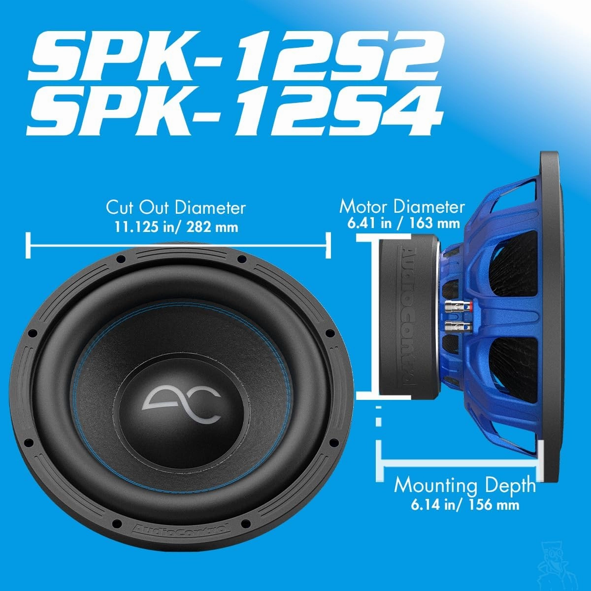 AudioControl Spike Series Car Audio 12" Subwoofer, Premium High-Fidelity, 500 Watt RMS/700 Watt Max, 2 Ohm