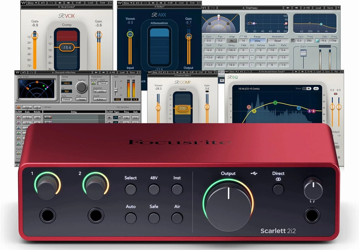 AudioDeluxe Focusrite Scarlett 2i2 (4th Gen) USB Audio Interface and Waves Musicians 2 Bundle audio interface,USB interface,music recording input,