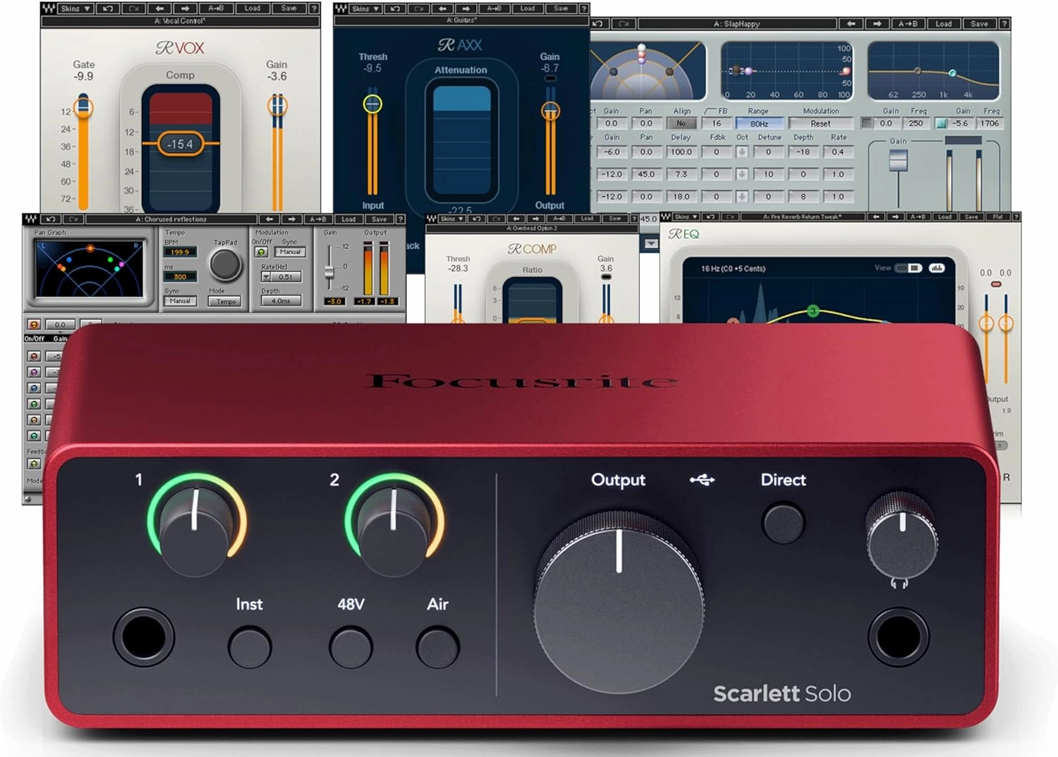 AudioDeluxe Focusrite Scarlett Solo (4th Gen) USB Audio Interface and Waves Musicians 2 Bundle audio interface,USB interface,music recording input,