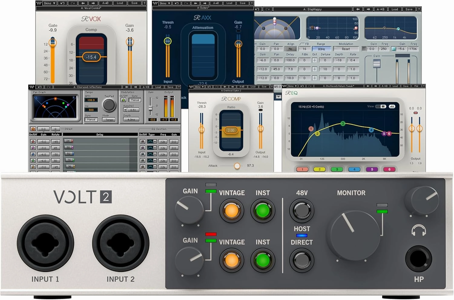AudioDeluxe Universal Audio Volt 2 USB Audio Interface and Waves Musicians 2 Bundle audio interface,USB interface,music recording input,