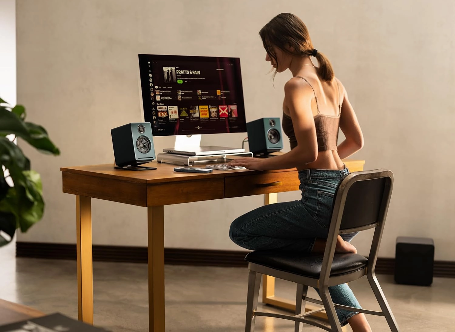 Audioengine A2  Desktop 24 Bit Limited Edition Wireless Bluetooth Desktop Speakers - 60W Computer Speakers for Music and Gaming