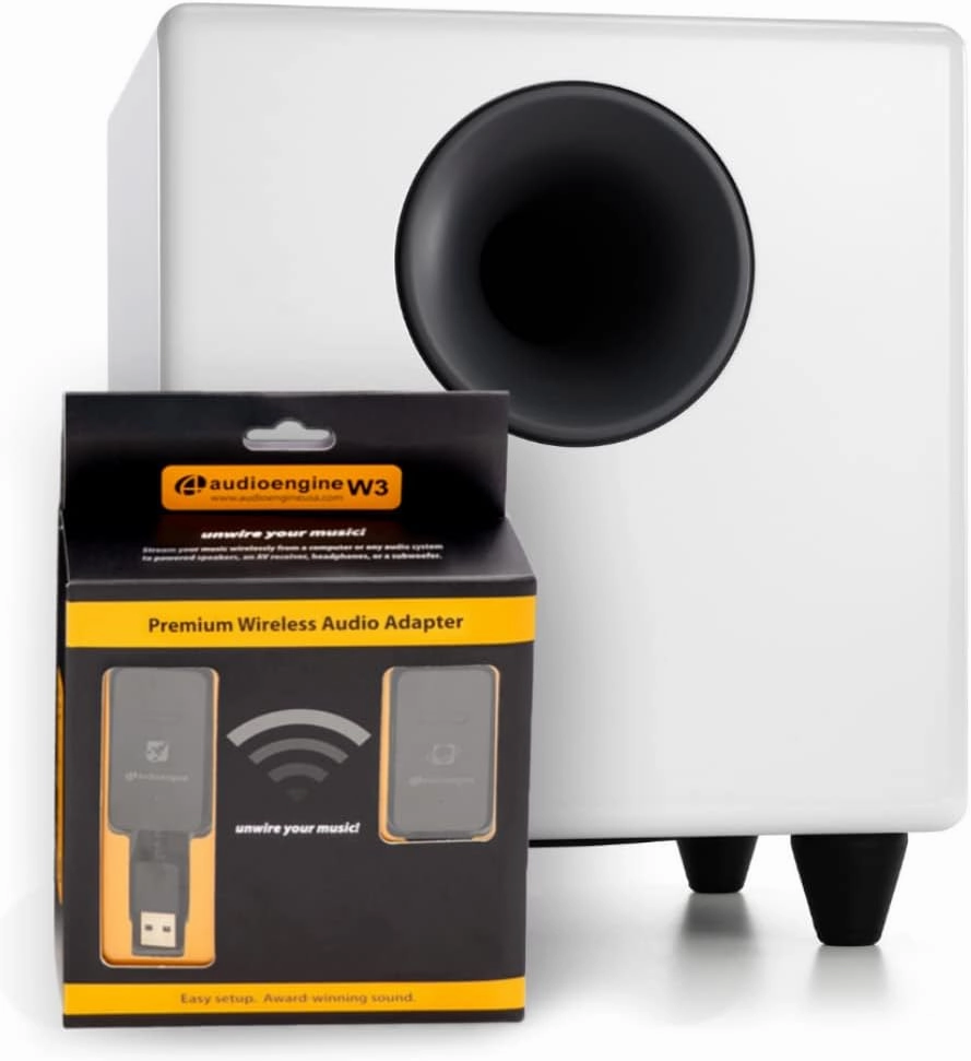 Audioengine S8 250W Wireless Powered Subwoofer, Built-in Amplifier (Wireless, White) integrated amplifier,stereo receiver,hi-fi amp combo,