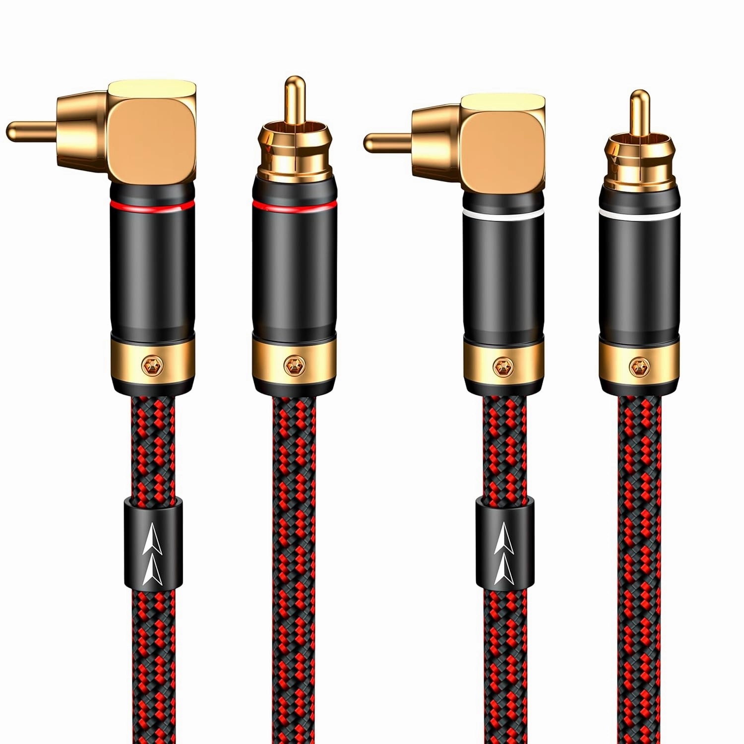 Audiophiles RCA/Phono Cable 2 RCA Male to 2 RCA Male HiFi System Interconnect Cable Braided for Home Cinema Subwoofer Amplifiers Blu-ray (Straight to Right Angle, 9.8ft/3m) home cinema system,5.1 home theater,surround sound package,