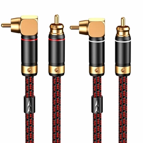 Audiophiles RCA/Phono Cable 2 RCA Male to 2 RCA Male HiFi System Interconnect Cable Braided for Home Cinema Subwoofer Amplifiers Blu-ray (Straight to Right Angle, 9.8ft/3m) home cinema system,5.1 home theater,surround sound package,