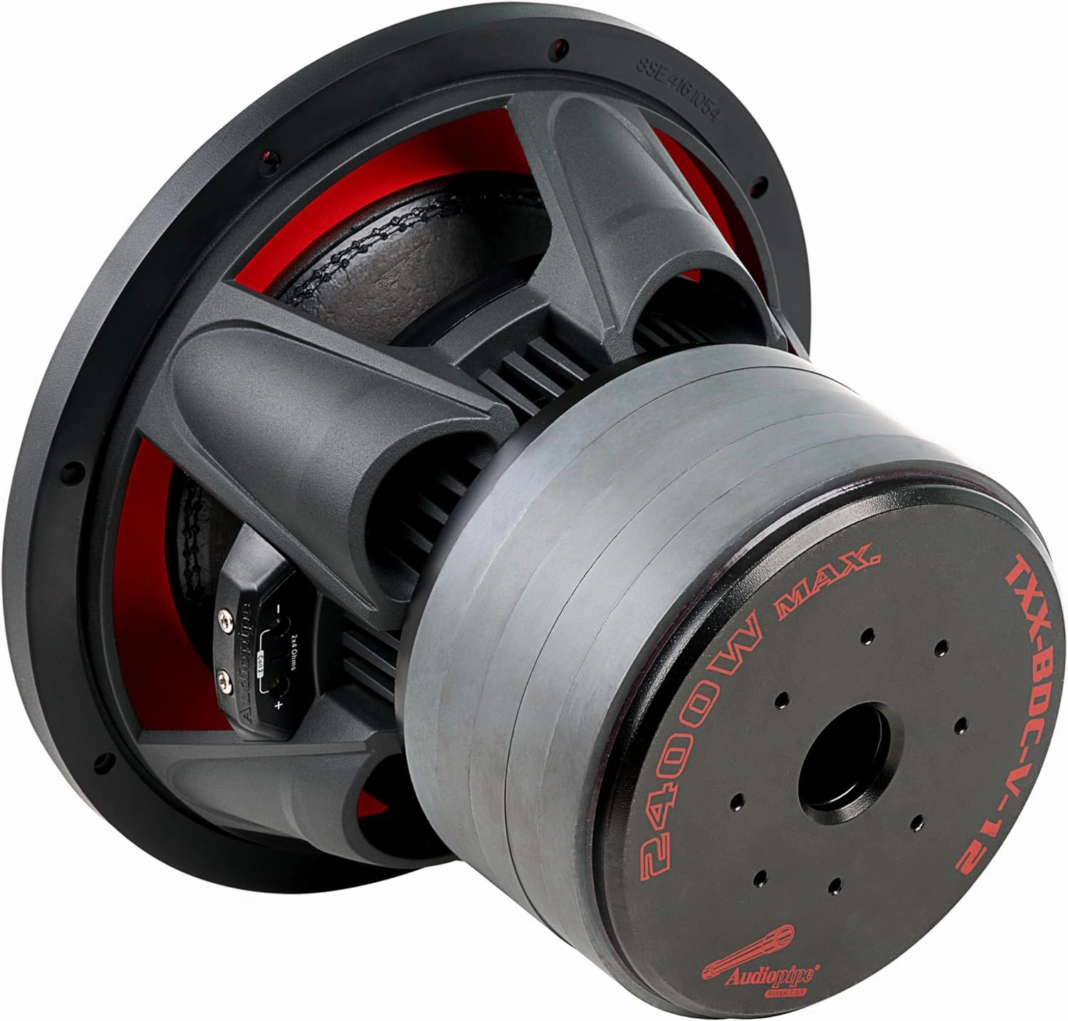 Audiopipe 12" Quinta Stack Composite Cone Subwoofer (TXX-BDC-V-12), Superior Performance, 2400W, 5 Magnets, BASV Voice Coil, Aluminum Basket, Weaved Tinsel Leads, Multi-Connect Terminals, 2 * 4 Ohms