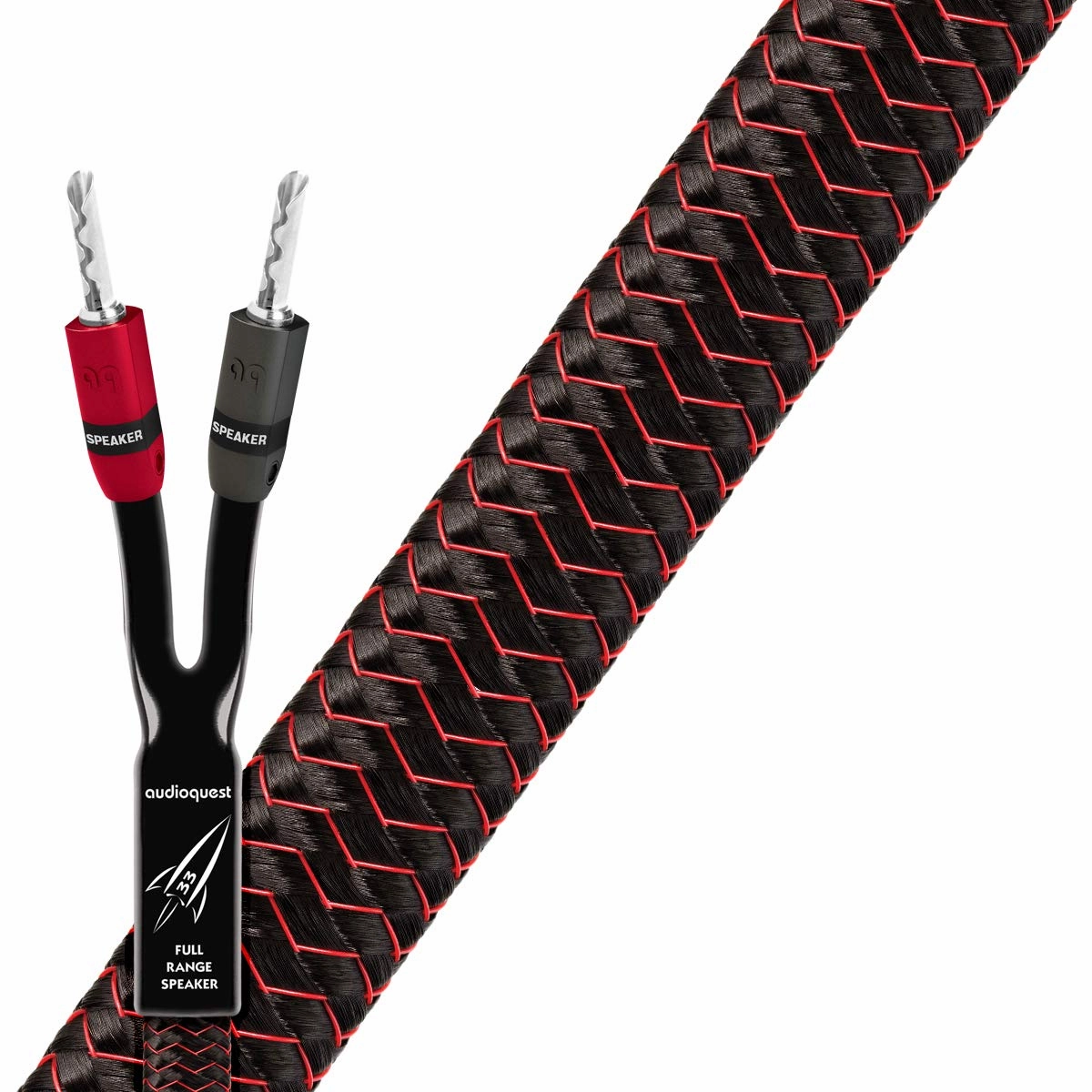 AudioQuest Rocket 33 - 6 Foot (Pair) Full Range Speaker Cable With Silver Bananas speaker cable,audio wire,hi-fi speaker cord,