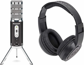 Audiosavings Bundle (1) Samson Satellite Recording USB/iOS Microphone Computer iPad iPhone Streaming Mic bundle with (1) Samson SR350 Over Ear Closed Back Studio Reference Stereo Headphones (Items 2) reference headphones,neutral sound headphones,monitor he
