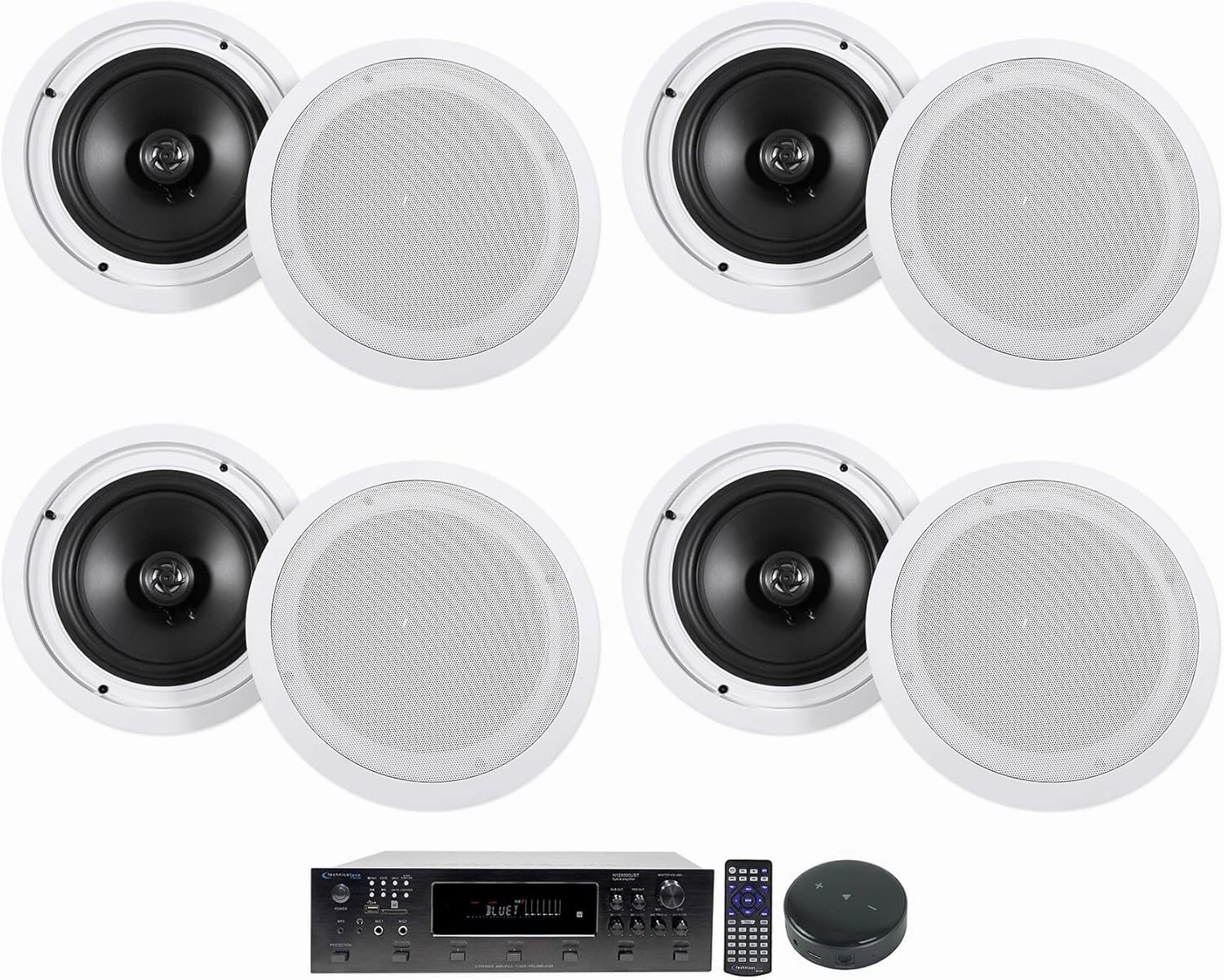 Audiosavings Bundle:(1) Technical Pro H12X500UBT 12-Speaker Home Theater Bundle with (4) Pair Rockville HC85 8" Home Theater Speakers & (1) Rockville Mini WiFi Music Player Audio Receiver (Items 10) home cinema system,5.1 home theater,surround sou