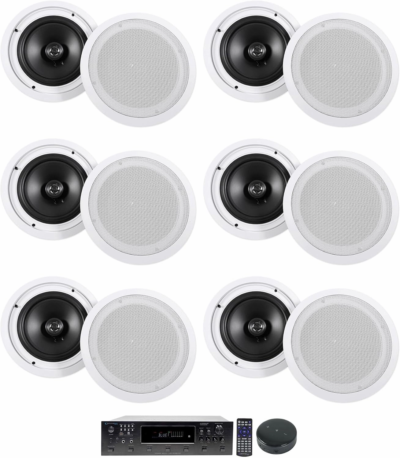 Audiosavings Bundle:(1) Technical Pro H12X500UBT 12-Speaker Home Theater Bundle with (6) Pair Rockville HC85 8" Home Theater Speakers & (1) Rockville Mini WiFi Music Player Audio Receiver (Items 14) home cinema system,5.1 home theater,surround sou