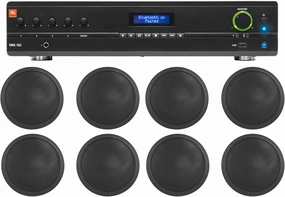 Audiosavings Bundle: (1) JBL VMA160 60-Watt 70 Volt 70V Mixer/Amplifier with Bluetooth Bundle with (8) Rockville CCL5T Black 70V 5" Commercial Ceiling Speakers 4 Restaurant/Office (9 Item) soundbar,TV speaker bar,home theater soundbar,