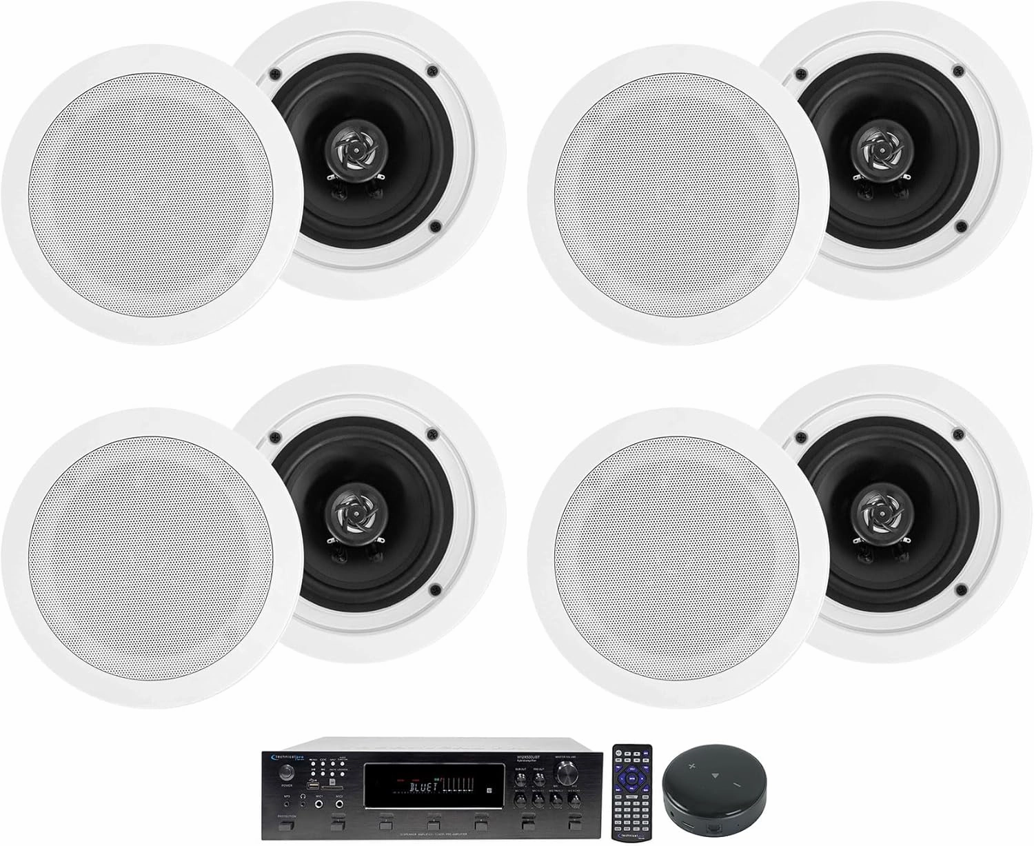 Audiosavings Bundle: (1) Technical Pro H12X500UBT 12-Speaker Home Theater Bundle with (4) Rockville HC55 5.25" Home Theater Speakers & (1) Rockville Mini WiFi Music Player Audio Receiver (Items 10) home cinema system,5.1 home theater,surround soun