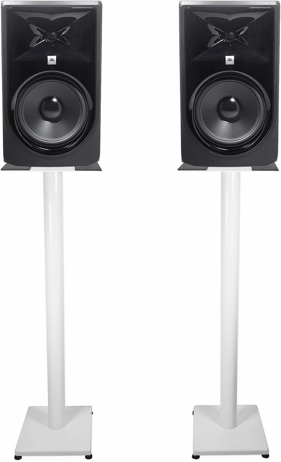 Audiosavings Bundle: (2) JBL 308PMKII 6" Powered Studio Reference Monitor Monitoring Speaker P220 mic Bundle with (2) Rockville RS37W 37" Steel Bookshelf Speaker/Studio Monitor Stands (4 Items) studio monitors,nearfield speakers,mixing reference 