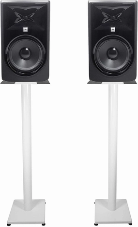 Audiosavings Bundle: (2) JBL 308PMKII 6" Powered Studio Reference Monitor Monitoring Speaker P220 mic Bundle with (2) Rockville RS37W 37" Steel Bookshelf Speaker/Studio Monitor Stands (4 Items) studio monitors,nearfield speakers,mixing reference 