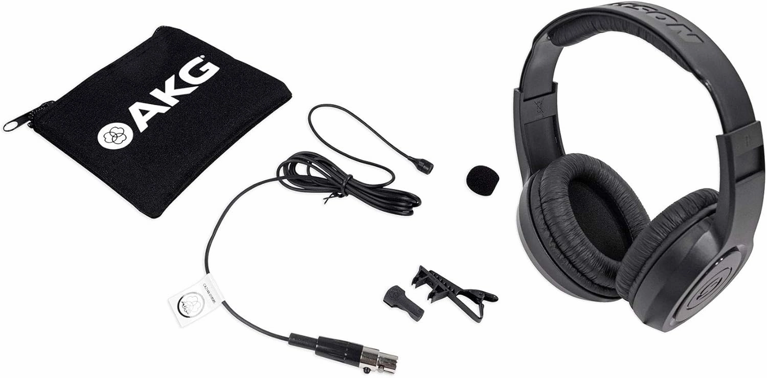 Audiosavings Bundle: C417 L Omnidirectional Clip on Lavalier Microphone mini-XLR Mic   Windscreen Bundle with Samson SR350 Over Ear Closed Back Studio Reference Monitoring Stereo Headphones (2 Items) reference headphones,neutral sound headphones,monitor he