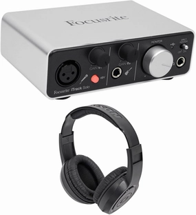 Audiosavings Bundle: Focusrite ITRACK SOLO LIGHTNING USB Audio Recording Interface For iPad/Mac Bundle with Samson SR350 Over Ear Closed Back Studio Reference Monitoring Stereo Headphones (2 Items) reference headphones,neutral sound headphones,monitor head