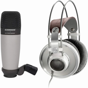 Audiosavings Bundle: K701 Professional Premium Open-Back Studio Recording Reference Headphones Bundle with Samson C01 Studio Condenser Recording Microphone Mic w/Large Diaphragm (2 Items) reference headphones,neutral sound headphones,monitor headphones,