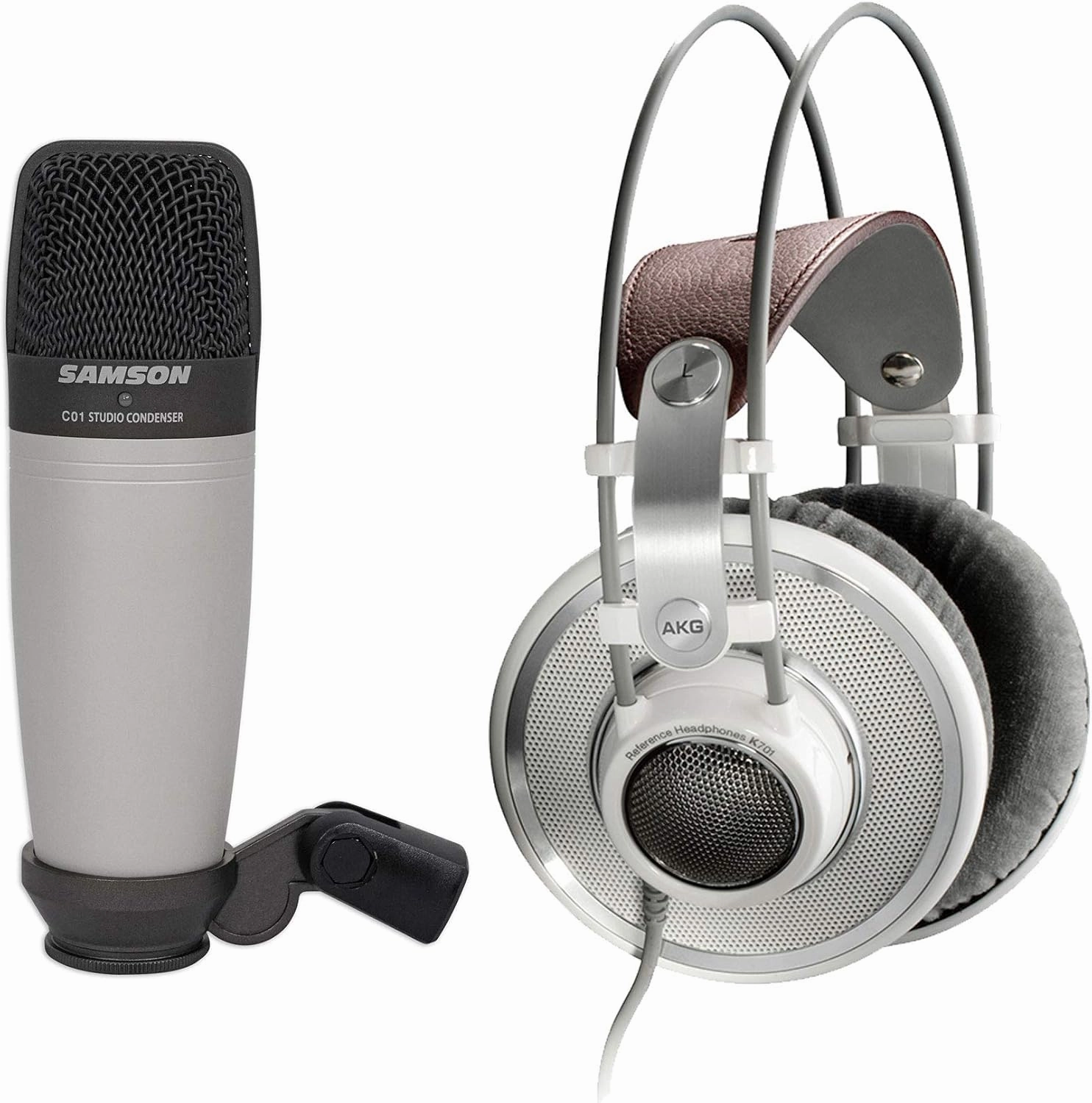 Audiosavings Bundle: K701 Professional Premium Open-Back Studio Recording Reference Headphones Bundle with Samson C01 Studio Condenser Recording Microphone Mic w/Large Diaphragm (2 Items) reference headphones,neutral sound headphones,monitor headphones,
