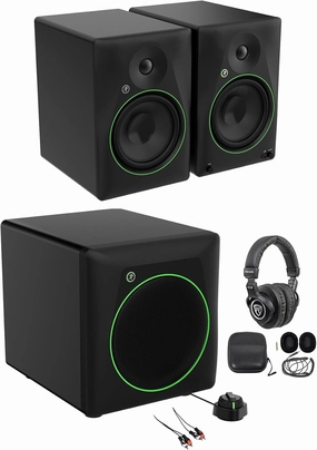 Audiosavings Bundle: Pair of Mackie CR8BT 8 Studio Monitors Speakers Bundle with Mackie CR8SBT 8 Powered Subwoofer, Rockville PRO-M50 Studio Headphones, Rockville RCDR10B 10' Pro Audio Cable (4 Items) studio monitors,nearfield speakers,mixing reference mo