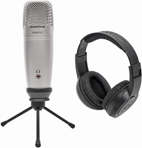 Audiosavings Bundle: Samson C01U Pro USB Large Diaphragm Studio Condenser MicrophoneStand Bundle with Samson SR350 Over Ear Closed Back Studio Reference Monitoring Stereo Headphones (2 Items) reference headphones,neutral sound headphones,monitor headphones