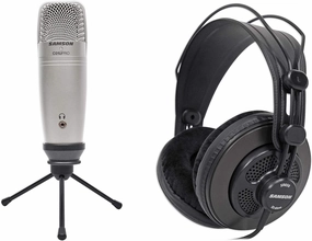 Audiosavings Bundle: Samson C01U Pro USB Large Diaphragm Studio Condenser MicrophoneStand Bundle with Samson SR850 Semi-open Studio Reference Monitoring Headphones (2 Items) reference headphones,neutral sound headphones,monitor headphones,