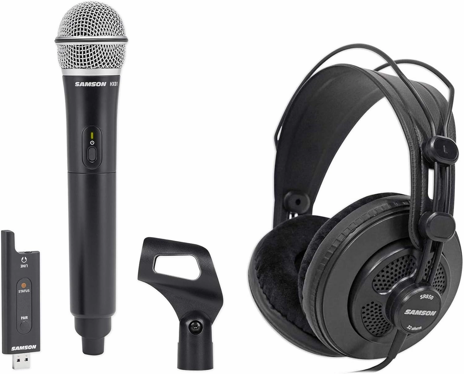 Audiosavings Bundle: Stage XPD2 Handheld USB Digital Wireless Q6 Microphone Mic Clip Bundle with SR850 Semi-Open Studio Reference Monitoring Headphones (2 Items) reference headphones,neutral sound headphones,monitor headphones,