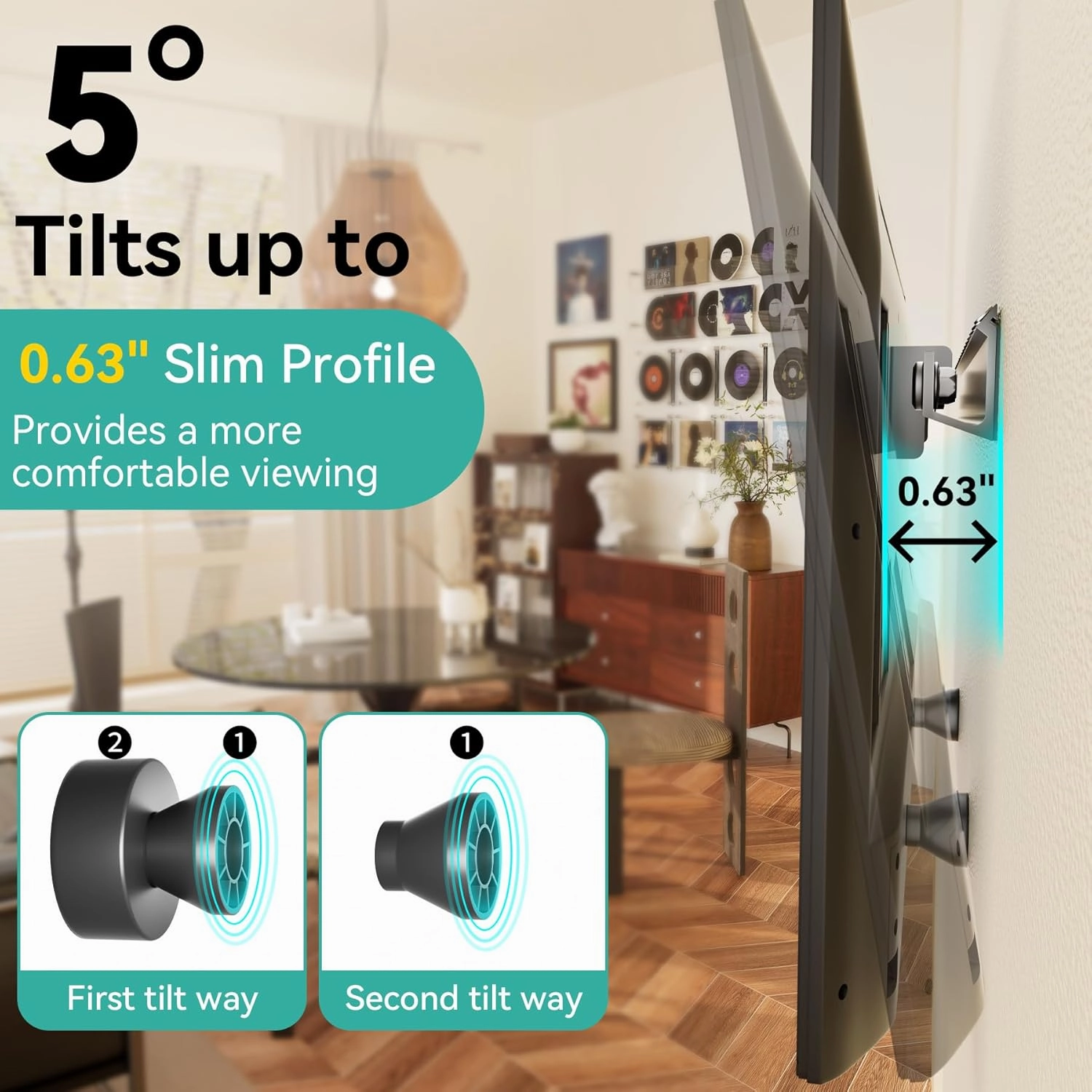 Auoace No Stud TV Wall Mount for 22-55 inch TVs, Drywall Studless TV Hanger Tilts Up to 5, Low Profile Studless TVs Wall Mount, Easy to Install for Bedroom, Living Room
