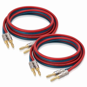 AutCreation Speaker Cable Wire with Banana Plugs,14AWG HiFi Pure Copper Speaker Cable Wire,99.9% OFC Copper,Gold-Plated Banana Tip Plugs,Red/Blue (3M(9.8ft)) speaker cable,audio wire,hi-fi speaker cord,