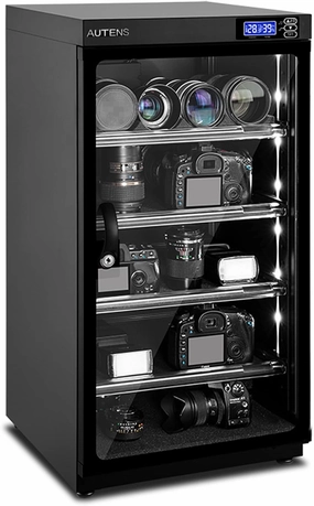 AUTENS 100L Dehumidifying Dry Cabinet Box, Digital Control Noiseless and Energy Saving, 5 Layers for DSLR SLR Camera Lens and Electronic Equipment Storage,Temperature Humidity LED Dual Screen equipment cabinet,AV gear cabinet,component enclosure,
