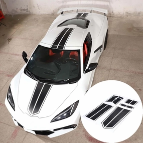 Auto Racing Body Stripe Decal Compatible with Chevrolet Corvette C8 2020-2023, Car Hood Stripe Vinyl Sticker, Full Body Race Stripes C8 Sticker Accessories (Carbon Fiber Pattern) vinyl accessories,turntable parts,record player tools,