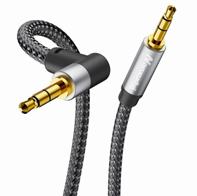 AUX Cord 6ft/1.8M,3.5mm Stereo Audio Cable 90 Degree 3.5mm Male to Male Stereo Aux Cable Right Angle TRS Cable Compatible for car, Headphone,Tablets, Speakers speaker cable,audio wire,hi-fi speaker cord,