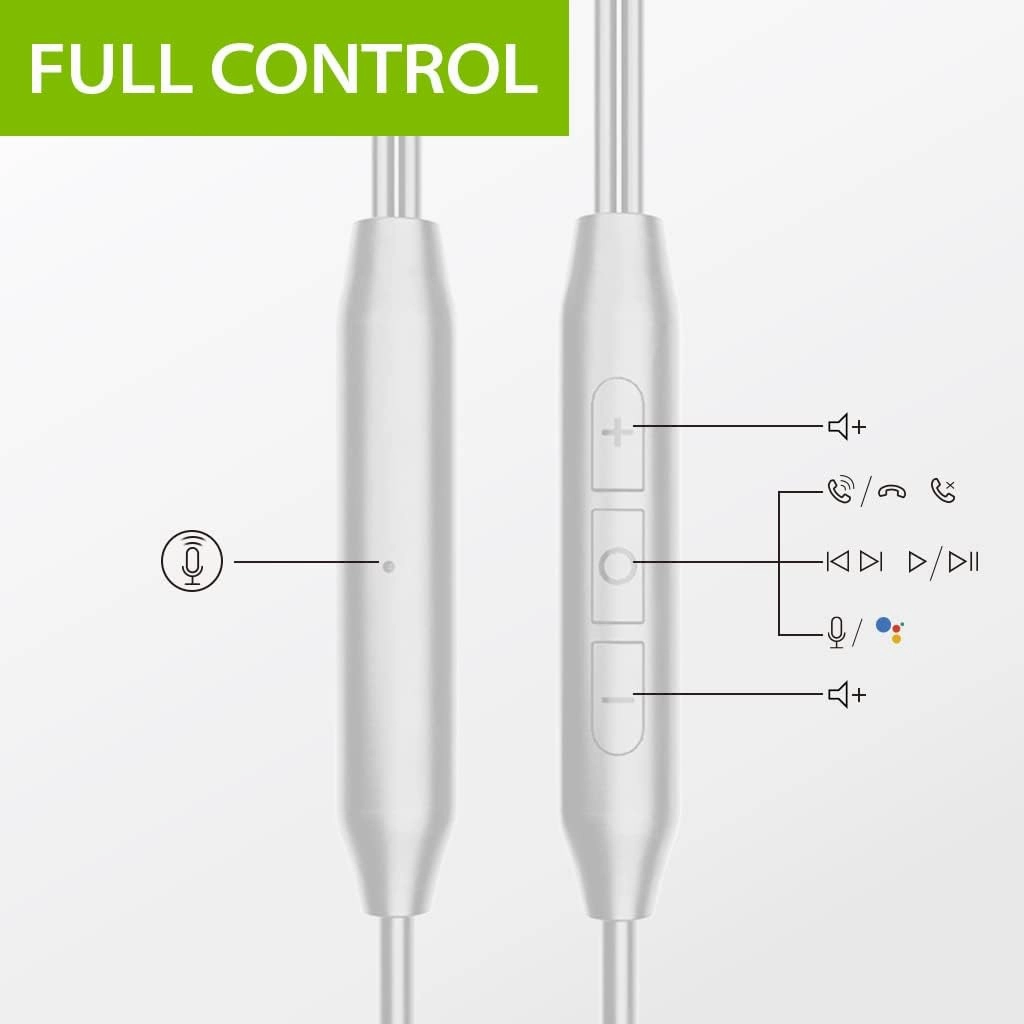 Avantree E171 - AUX 3.5mm Wired Earbuds with Microphone & in-Line Volume Control, Compatible with Traditional 3.5mm AUX Phones Corded Headphones with Ear Hook for Running & Sports, White