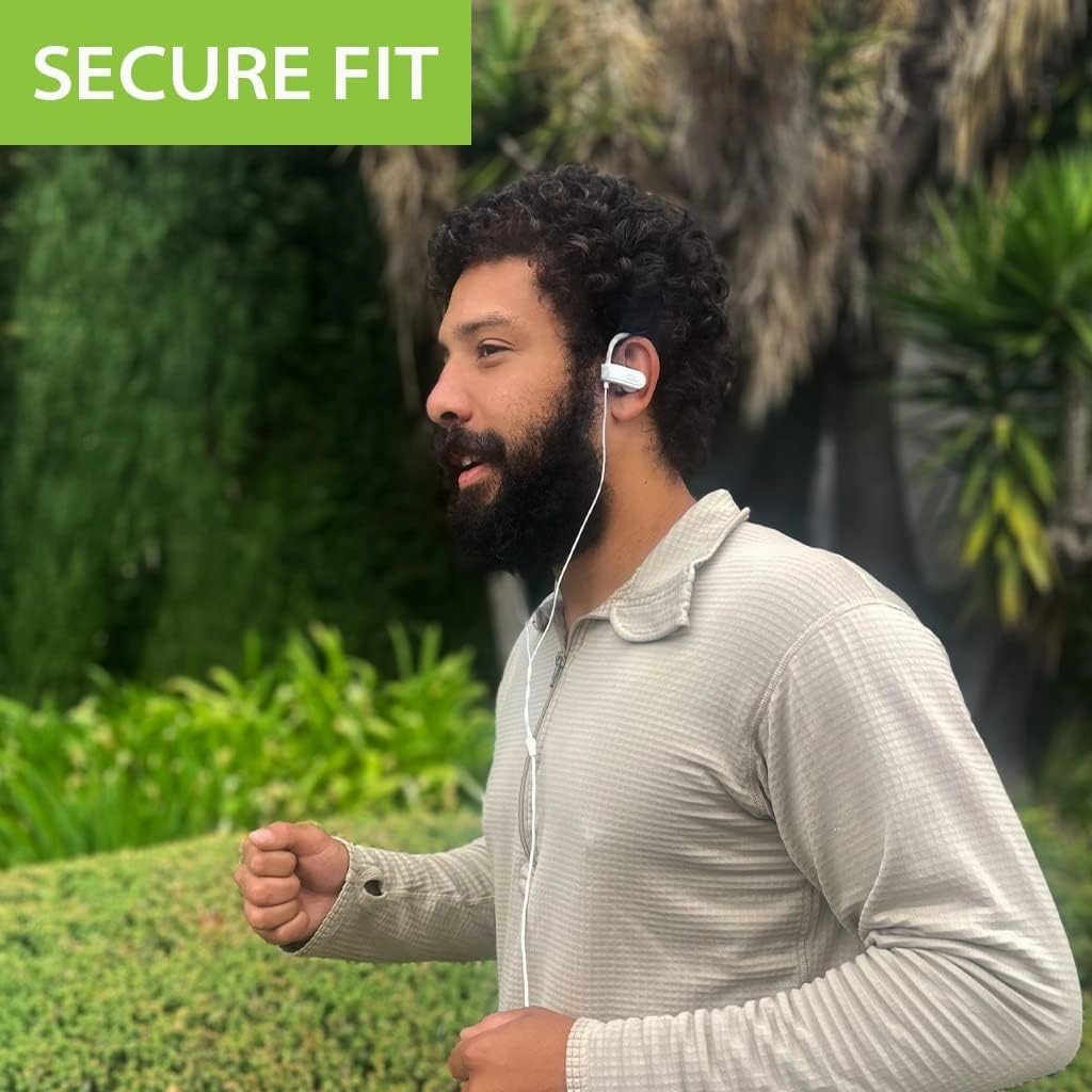 Avantree E171 - AUX 3.5mm Wired Earbuds with Microphone & in-Line Volume Control, Compatible with Traditional 3.5mm AUX Phones Corded Headphones with Ear Hook for Running & Sports, White