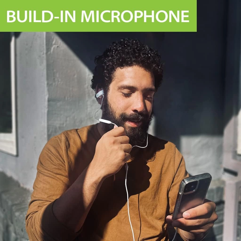 Avantree E171 - AUX 3.5mm Wired Earbuds with Microphone & in-Line Volume Control, Compatible with Traditional 3.5mm AUX Phones Corded Headphones with Ear Hook for Running & Sports, White