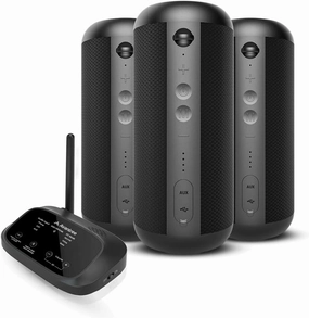 Avantree Harmony 2 - Multi-Room Wireless Speaker System with Bluetooth & Wired Inputs, Set of 3 Speakers with Independent Use, Scalable up to 100, Low Latency Sync for Home, Outdoor, Church & Events floorstanding speakers,tower speakers,stereo floo