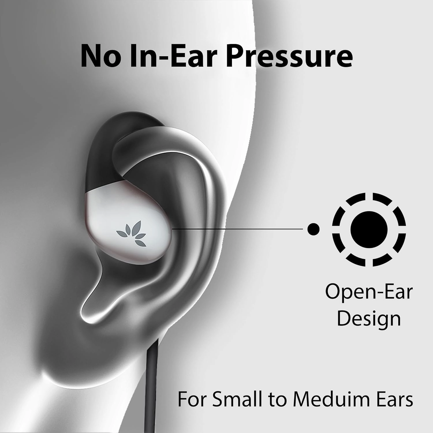 Avantree Resolve (Small-Medium)  Wired Open-Ear Earbuds w/Mic & Over-Ear Hook, for Women, Kids & Young Men w/Small Ears, Ideal for Office, Outdoor & Home, 3.5mm AUX