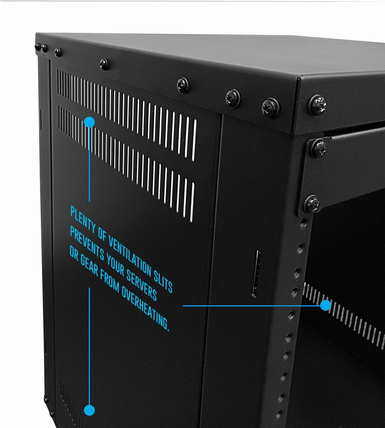 AxcessAbles 12U AV Rack Stand | 12 Space Component Cabinet | Removable Side Panels for Open-Frame | 550lb Capacity Four Post Network Server Case | 19-Inch Rack-mountable Cabinet (RK12U)