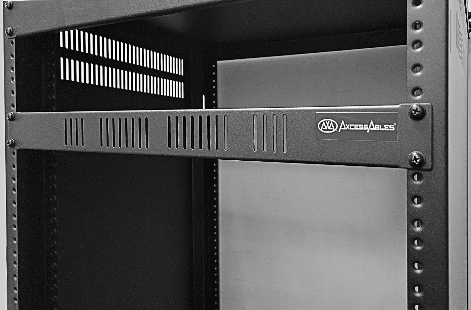 AxcessAbles 1U Vented Rack Panels - Pack of Two 1U Vented Spacers for 19-inch Equipment Cabinets and Server Racks - Single Space Filler Airflow Panels - RKVENTED1U (2 Pack)