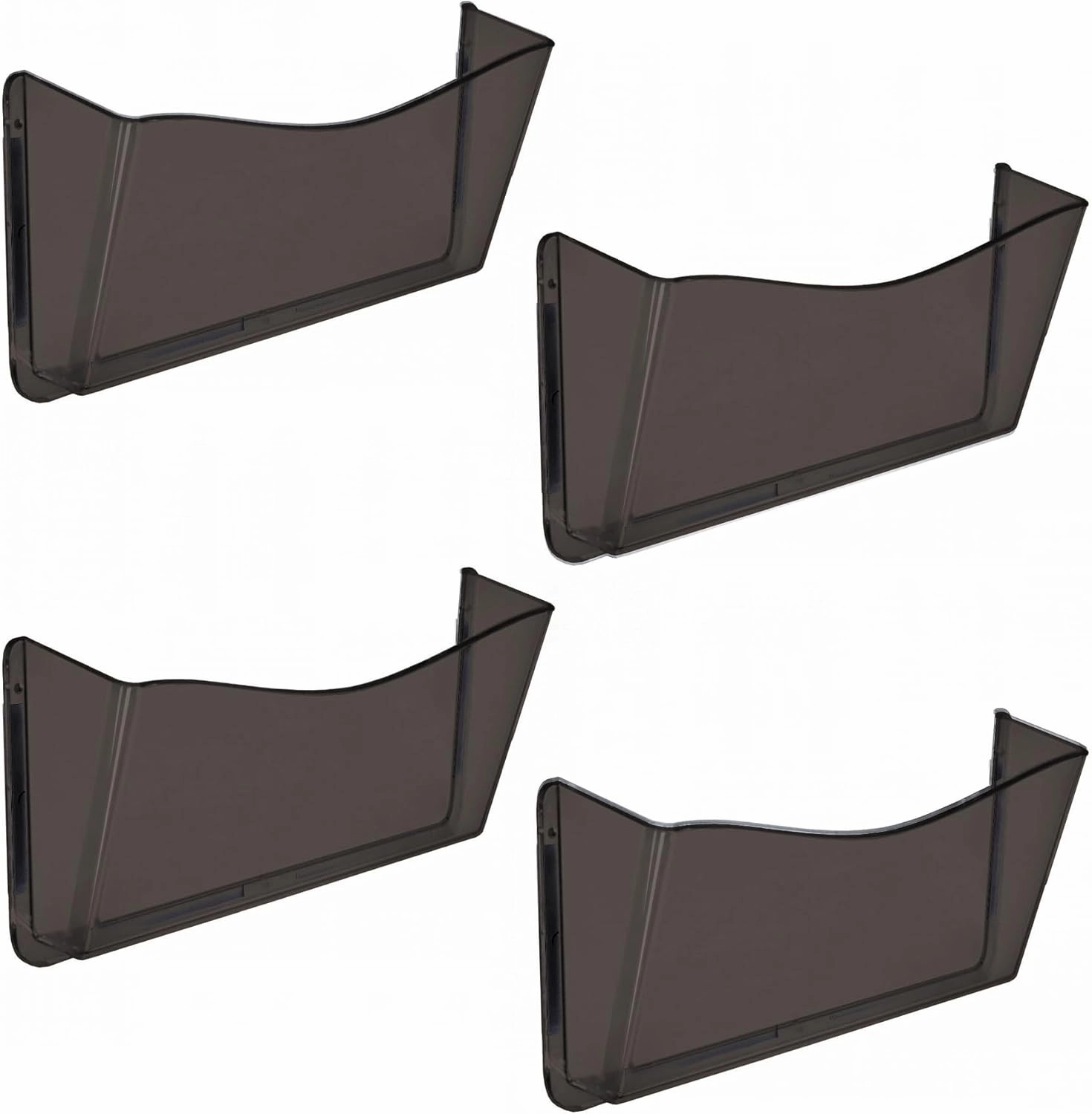 Azar Displays 250035-SMK Plastic Wall Mount File Holder with Double Sided Tape Smoke Colored, 4-Pack speaker wall mount,audio bracket,AV wall mounting,