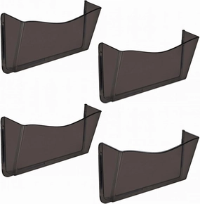 Azar Displays 250035-SMK Plastic Wall Mount File Holder with Double Sided Tape Smoke Colored, 4-Pack speaker wall mount,audio bracket,AV wall mounting,