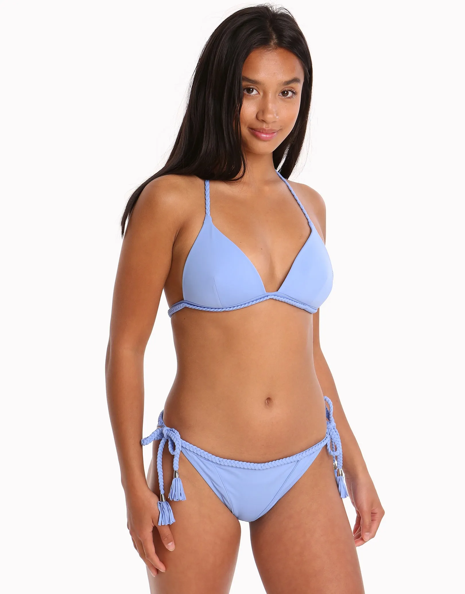Bahari Blue Zera Braided Tie Bikini Bottom - Blue