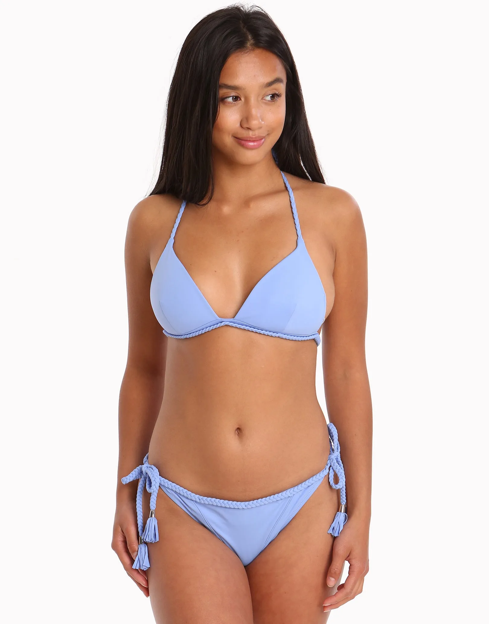 Bahari Blue Zera Braided Tie Bikini Bottom - Blue