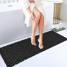 Bambo Bath Mat Bathroom Runner Long Large Rugs Floor Wood Shower Bathtub Waterproof Non Slip Accessories 16x48 Inch Easy to Clean,Black,1 pc vinyl accessories,turntable parts,record player tools,