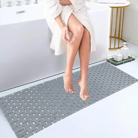 Bambo Bath Mat Bathroom Runner Long Large Rugs Floor Wood Shower Bathtub Waterproof Non Slip Accessories 16x48 Inch Easy to Clean, Grey,1 pc vinyl accessories,turntable parts,record player tools,