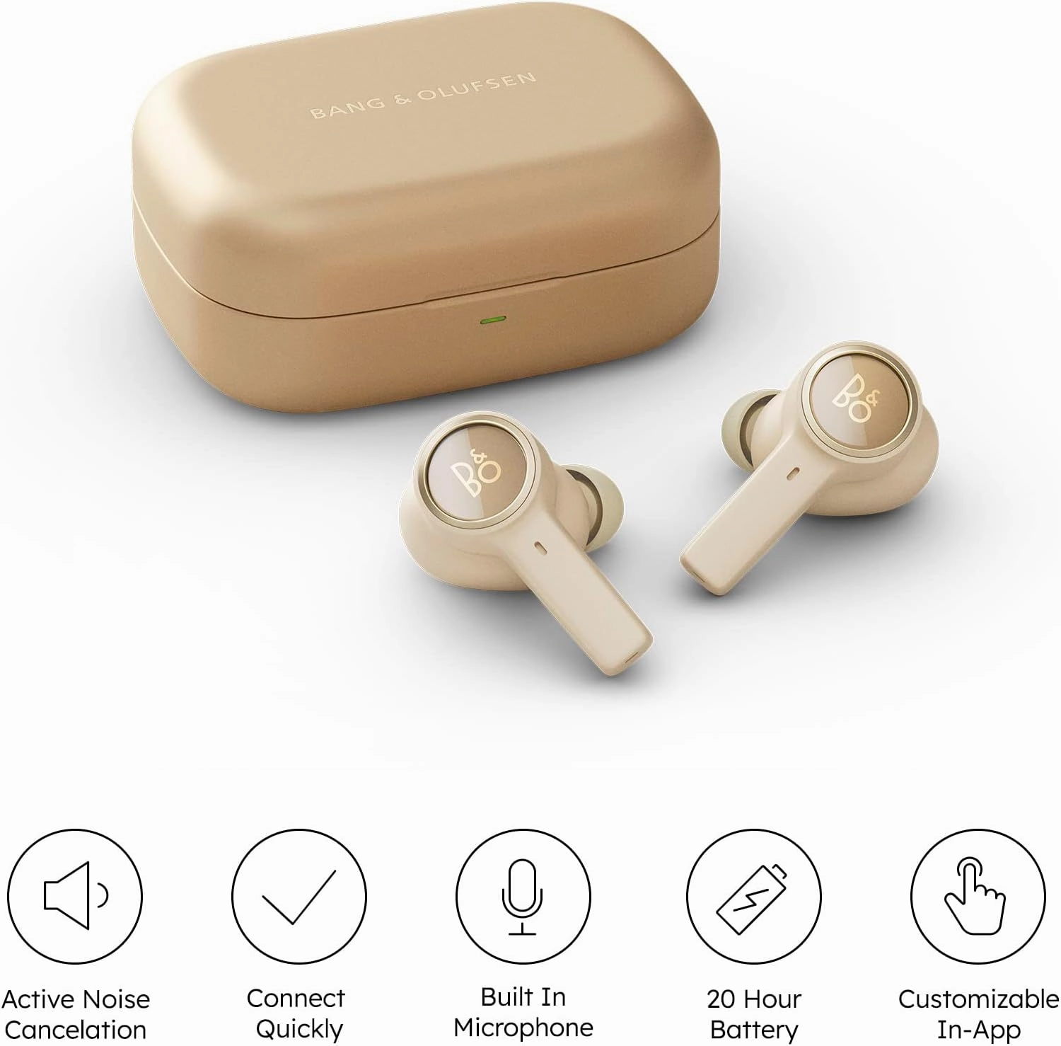 Bang & Olufsen Beoplay EX - Wireless Bluetooth Earphones with Microphone and Active Noise Cancelling, Waterproof, 20 Hours of Playtime