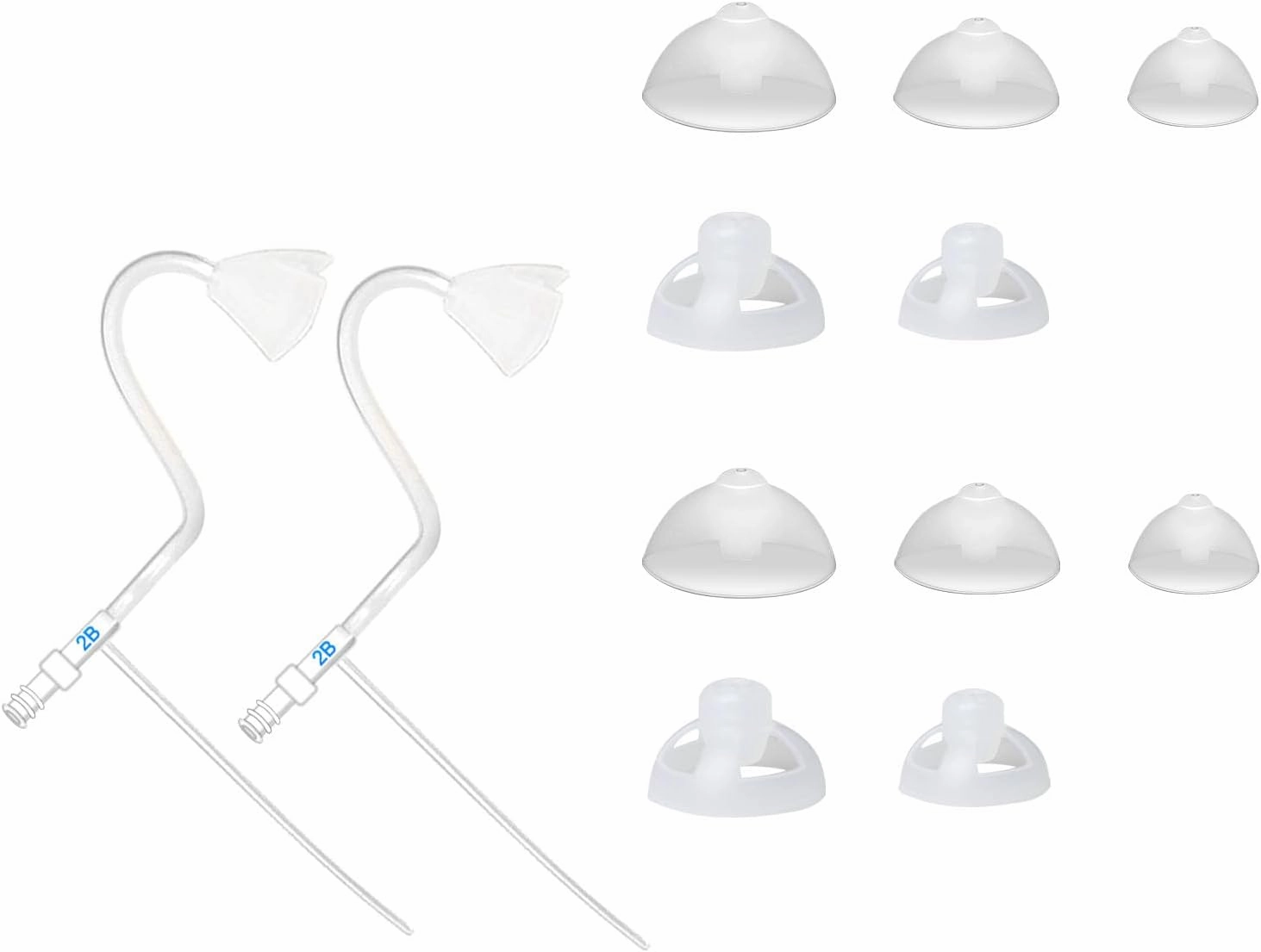Banglijian Left Ear White Slim Sound Tubes (2-Pack) & Universal Ear Domes (10-Pack) Replacement Kit for Ziv Series (201A/201/206/201V) tube amplifier,valve amp,audiophile tube stereo,
